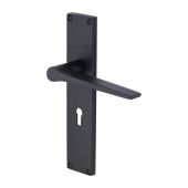 VT8100-BKMT Heritage Brass Gio Lever Lock Door Handle on 200mm Plate Matt Black finish