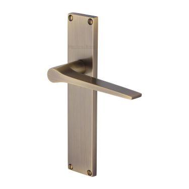 Click Here To Enlarge This Photo Of VT8110-AT Heritage Brass Gio Lever Latch Door Handle on 200mm Plate Antique Brass finish