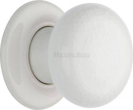 Click Here To Enlarge This Photo Of 7010-PR Heritage Brass White Crackle Mortice Knob with Porcelain Base