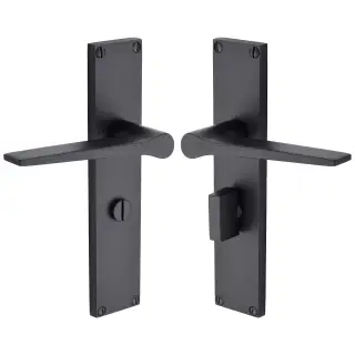 VT8130-BKMT Heritage Brass Gio Bathroom Set Door Handle on 200mm Plate Matt Black finish