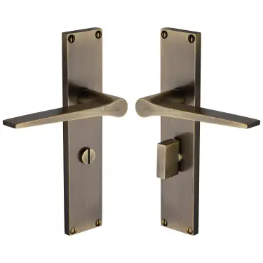 Click Here To Enlarge This Photo Of VT8130-AT Heritage Brass Gio Bathroom Set Door Handle on 200mm Plate Antique Brass finish