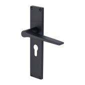 VT8148-BKMT Heritage Brass Gio Euro Profile Door Handle on 200mm Plate Matt Black finish