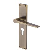 VT8148-AT Heritage Brass Gio Euro Profile Door Handle on 200mm Plate Antique Brass finish