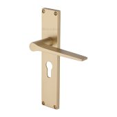 VT8148-SB Heritage Brass Gio Euro Profile Door Handle on 200mm Plate Satin Brass finish