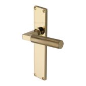 VT9310-PB Heritage Brass Bauhaus Knurled Lever Latch Door Handle on 200mm Plate Polished Brass finish