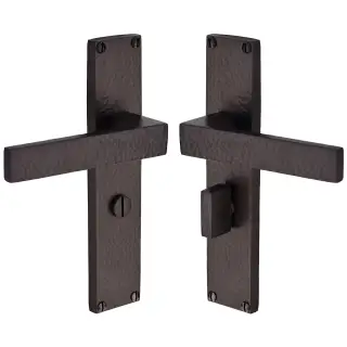 VTH3330-MB Heritage Brass Delta Hammered Bathroom Set Door Handle on 200mm Plate Matt Bronze finish