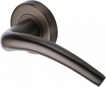 V1121-MB Heritage Brass Door Handle Lever Latch on Round Rose Wing Design Matt Bronze Finish