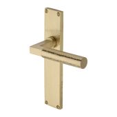 VTH4310-SB Heritage Brass Bauhaus Hammered Lever Latch Door Handle on 200mm Plate Satin Brass finish