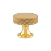 AW841-38-PB - Alexander & Wilks 38mm Berlin Knurled Cupboard Knob - Polished Brass