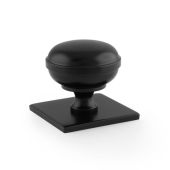 AW826-38-BL - Alexander & Wilks Quantock Cupboard Knob 38mm on Square Backplate - Matt Black