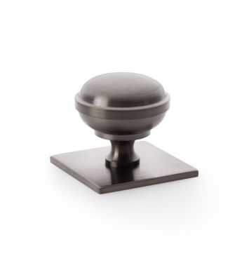 Click Here To Enlarge This Photo Of AW826-38-DBZPVD - Alexander & Wilks Quantock Cupboard Knob 38mm on Square Backplate - Dark Bronze PVD