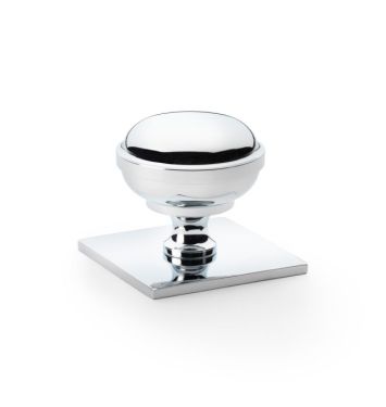 Click Here To Enlarge This Photo Of AW826-38-PC - Alexander & Wilks Quantock Cupboard Knob 38mm on Square Backplate - Polished Chrome