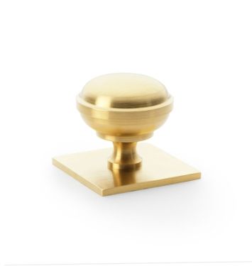 Click Here To Enlarge This Photo Of AW826-38-SBPVD - Alexander & Wilks Quantock Cupboard Knob 38mm on Square Backplate - Satin Brass PVD