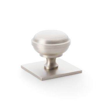 Click Here To Enlarge This Photo Of AW826-38-SN - Alexander & Wilks Quantock Cupboard Knob 38mm on Square Backplate - Satin Nickel