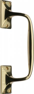 Click Here To Enlarge This Photo Of V1150 202-PB Heritage Brass Door Pull Handle Cranked Design 8" Polished Brass Finish