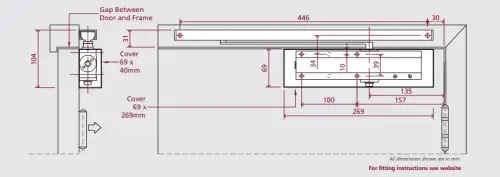 Click Here To Enlarge This Photo Of TS.24.SE - Rutland Size EN.2-4 Ezykam Overhead Slide Arm Door Closer - Silver