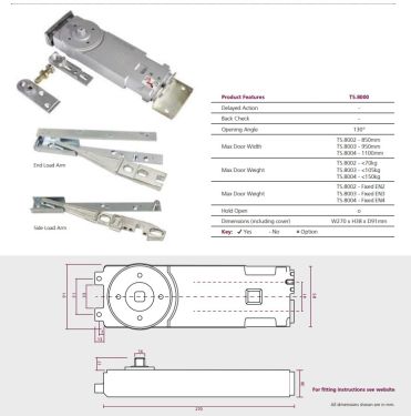 Click Here To Enlarge This Photo Of TS.8004HO.SLA - Rutland Size 4 Concealed Transom Door Closer with Side Load Kit (Hold Open)