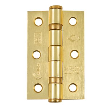 Click Here To Enlarge This Photo Of Eclipse 14096 Grade 7 Satin Brass (Mild Steel) Ball Bearing Hinges 76 x 51 x 2mm