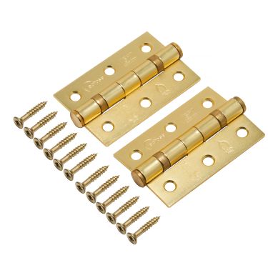 Click Here To Enlarge This Photo Of Eclipse 14096 Grade 7 Satin Brass (Mild Steel) Ball Bearing Hinges 76 x 51 x 2mm
