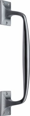 Click Here To Enlarge This Photo Of V1150 310-SC Heritage Brass Door Pull Handle Cranked Design 12" Satin Chrome Finish