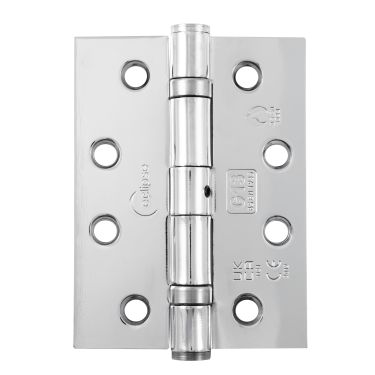 Click Here To Enlarge This Photo Of Eclipse 14974 Grade 13 Polished Chrome (Mild Steel) Ball Bearing Hinges 102 x 76 x 2.7mm
