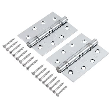 Click Here To Enlarge This Photo Of Eclipse 14974 Grade 13 Polished Chrome (Mild Steel) Ball Bearing Hinges 102 x 76 x 2.7mm