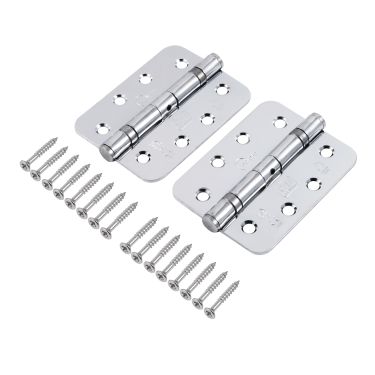 Click Here To Enlarge This Photo Of Eclipse 14105 Grade 11 Polished Chrome (Mild Steel) Ball Bearing Radius Corner Hinges 102 x 76 x 2.7mm