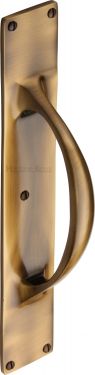 Click Here To Enlarge This Photo Of V1155-AT Heritage Brass Door Pull Handle on Plate Antique Brass Finish