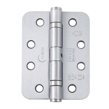 Click Here To Enlarge This Photo Of Eclipse 14204 Grade 13 Satin Chrome (Mild Steel) Ball Bearing Radius Corner Hinges 102 x 76 x 2.7mm