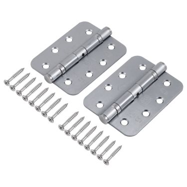 Click Here To Enlarge This Photo Of Eclipse 14204 Grade 13 Satin Chrome (Mild Steel) Ball Bearing Radius Corner Hinges 102 x 76 x 2.7mm