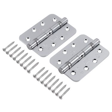 Click Here To Enlarge This Photo Of Eclipse 14205 Grade 13 Polished Chrome (Mild Steel) Ball Bearing Radius Corner Hinges 102 x 76 x 2.7mm