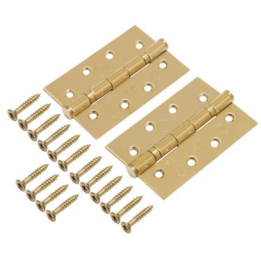 Click Here To Enlarge This Photo Of Eclipse 14341EBP Grade 7 Polished Brass (Stainless Steel) Slim Knuckle Ball Bearing Hinges 102 x 67 x 2mm