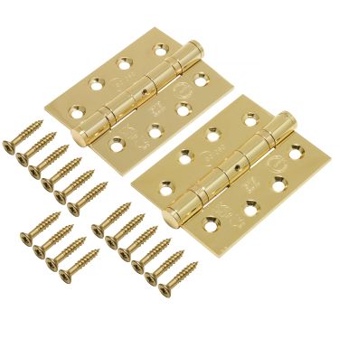 Click Here To Enlarge This Photo Of Eclipse 14882 Grade 13 Polished Brass (Stainless Steel) Ball Bearing Hinges 102 x 76 x 3mm