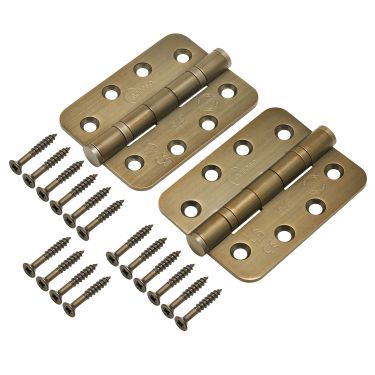 Click Here To Enlarge This Photo Of Eclipse 14869MAB Grade 13 Matt Antique Brass (Stainless Steel) Ball Bearing Radius Corner Hinges 102 x 76 x 3mm
