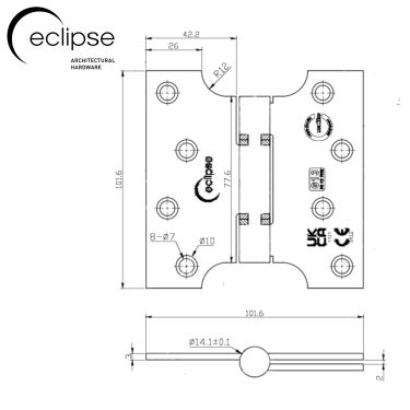 Click Here To Enlarge This Photo Of Eclipse 14989SBP Grade 13 Satin Brass (Stainless Steel) Parliament Hinges 102 x 51 x 102mm