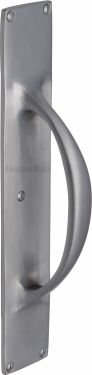 Click Here To Enlarge This Photo Of V1155-SC Heritage Brass Door Pull Handle on Plate Satin Chrome Finish