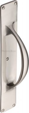 Click Here To Enlarge This Photo Of V1155-SN Heritage Brass Door Pull Handle on Plate Satin Nickel Finish