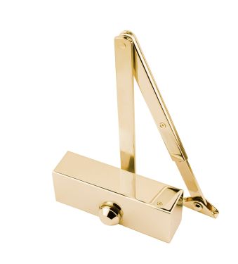 Click Here To Enlarge This Photo Of Eclipse 28781 Fixed Size 3 Overhead Door Closer with Polished Brass Cover & Arm