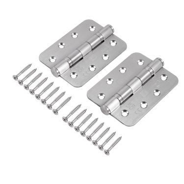 Click Here To Enlarge This Photo Of Eclipse 14338 Grade 14 Satin Stainless Steel Ball Bearing Hinge Radius 102 x 76 x 3mm