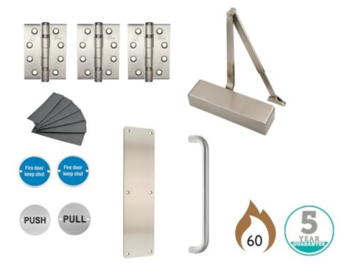 Click Here To Enlarge This Photo Of Eclipse 24460 Commercial Passage Way Non-Locking Fire Door Pack (FD30/60) Satin Stainless Steel