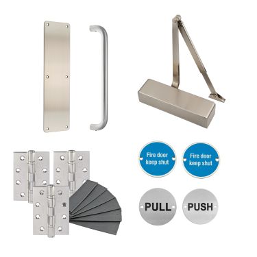 Click Here To Enlarge This Photo Of Eclipse 24461 Commercial Passage Way Dead-Locking Fire Door Pack (FD30/60) Satin Stainless Steel