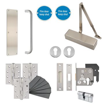 Click Here To Enlarge This Photo Of Eclipse 24462 Commercial Passage Way Latching Fire Door Pack (FD30/60) Satin Stainless Steel