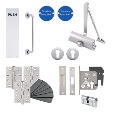 Click Here To Enlarge This Photo Of Eclipse 24472 Contractors Passage Way Dead-Locking Fire Door Pack (FD30/60) Aluminium
