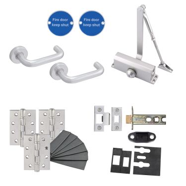 Click Here To Enlarge This Photo Of Eclipse 24474 Contractors Passage Way Latching Fire Door Pack (FD30/60) Aluminium