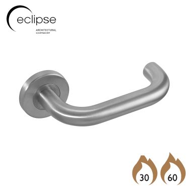 Click Here To Enlarge This Photo Of Eclipse 34406 Satin Stainless Steel 19mm Safety Lever on Round Rose Set
