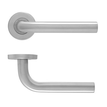Click Here To Enlarge This Photo Of Eclipse 34438 Satin Stainless Steel 19mm Straight Lever on Round Rose Set
