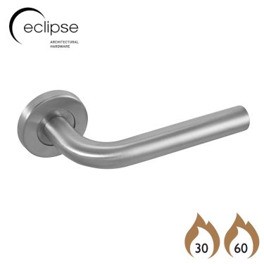 Click Here To Enlarge This Photo Of Eclipse 34438 Satin Stainless Steel 19mm Straight Lever on Round Rose Set