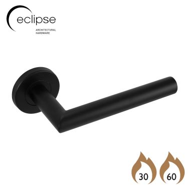 Click Here To Enlarge This Photo Of Eclipse 34902 Matt Black SS 19mm Mitred Lever on Round Rose Set