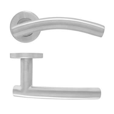 Click Here To Enlarge This Photo Of Eclipse 34404 Satin Stainless Steel 19mm Arched Lever on Round Rose Set