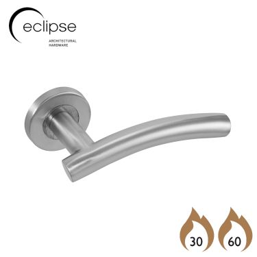Click Here To Enlarge This Photo Of Eclipse 34404 Satin Stainless Steel 19mm Arched Lever on Round Rose Set